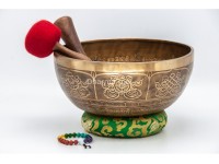 Large Buddha Tibetan Singing Bowl with Eight Auspicious Symbols & Double Dorje Design