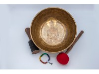Large Buddha Tibetan Singing Bowl with Eight Auspicious Symbols & Double Dorje Design