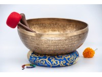Double Dorje Tibetan Singing Bowl with Tibetan Mantra & Lotus Mantra Mandala Design