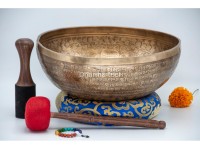 Double Dorje Tibetan Singing Bowl with Tibetan Mantra & Lotus Mantra Mandala Design