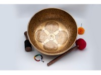 Double Dorje Tibetan Singing Bowl with Tibetan Mantra & Lotus Mantra Mandala Design