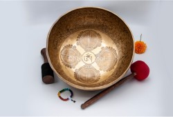 Double Dorje Tibetan Singing Bowl with Tibetan Mantra & Lotus Mantra Mandala Design