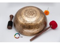 Double Dorje Tibetan Singing Bowl with Tibetan Mantra & Lotus Mantra Mandala Design