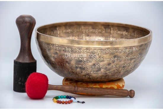 Tibetan Conch Head Therapy Bowl with Full Tibetan Mantra & Tibetan Om Design