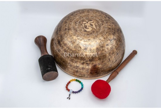 Tibetan Conch Head Therapy Bowl with Full Tibetan Mantra & Tibetan Om Design