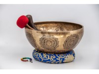 Premium Manjushree Tibetan Singing Bowl with Tibetan Mantra & Double Fish Symbol