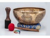 Premium Manjushree Tibetan Singing Bowl with Tibetan Mantra & Double Fish Symbol