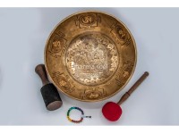 Premium Manjushree Tibetan Singing Bowl with Tibetan Mantra & Double Fish Symbol