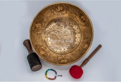 Premium Manjushree Tibetan Singing Bowl with Tibetan Mantra & Double Fish Symbol