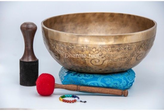 Chakra Yogi Tibetan Singing Bowl with Tibetan Mantra & Double Dorje Symbol