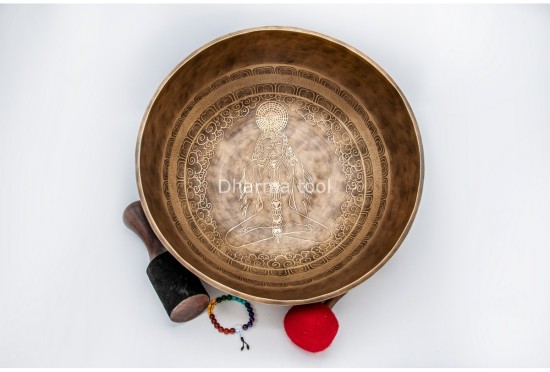 Chakra Yogi Tibetan Singing Bowl with Tibetan Mantra & Double Dorje Symbol