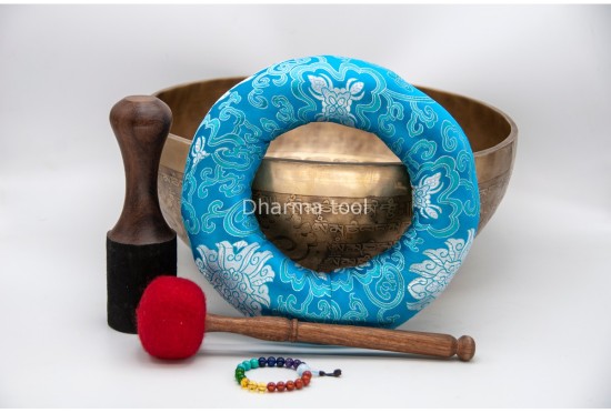 Chakra Yogi Tibetan Singing Bowl with Tibetan Mantra & Double Dorje Symbol