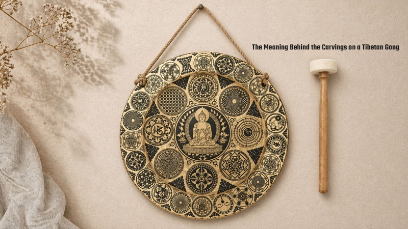 The Meaning Behind the Carvings on a Tibetan Gong – Buddha, Dragon, Green Tara and More