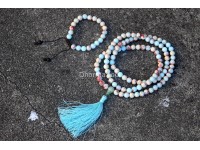 Amazonite Matte Stone Prayer Beads Set – 108 Beads Mala & Bracelet