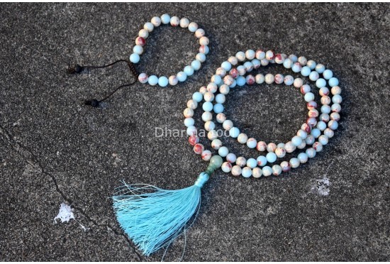 Amazonite Matte Stone Prayer Beads Set – 108 Beads Mala & Bracelet