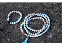 Amazonite Matte Stone Prayer Beads Set – 108 Beads Mala & Bracelet