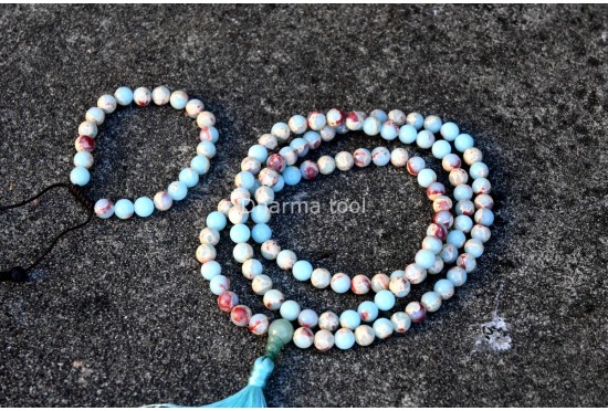Amazonite Matte Stone Prayer Beads Set – 108 Beads Mala & Bracelet