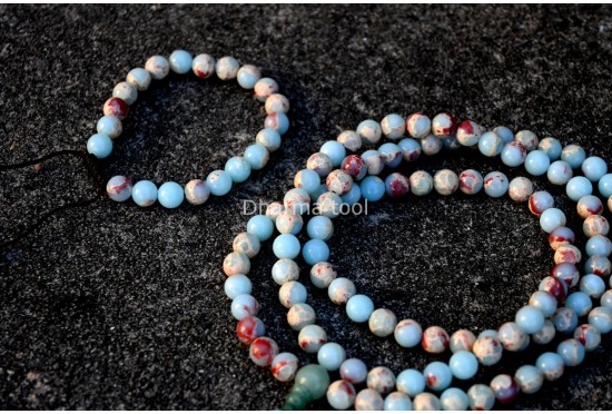 Amazonite Matte Stone Prayer Beads Set – 108 Beads Mala & Bracelet