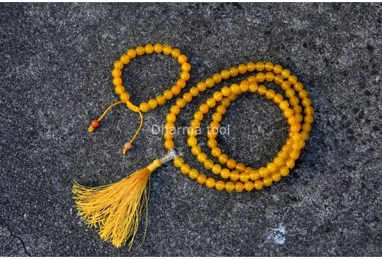 Yellow Jade Prayer Beads Set – 108 Beads Mala & Bracelet