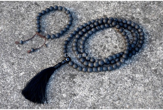 Lava Stone Prayer Beads Set – 108 Beads Mala & Bracelet