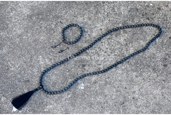 Lava Stone Prayer Beads Set – 108 Beads Mala & Bracelet
