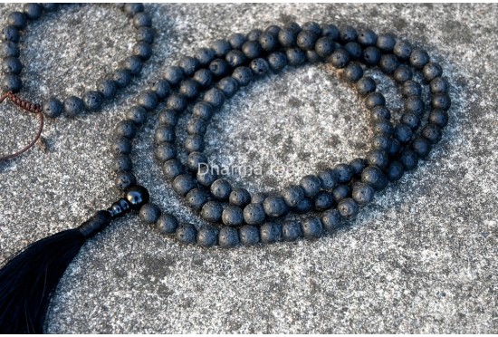 Lava Stone Prayer Beads Set – 108 Beads Mala & Bracelet