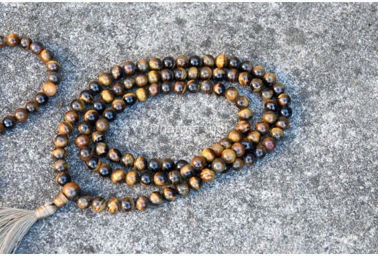 Tiger Eye Prayer Beads Set – 108 Beads Mala & Bracelet