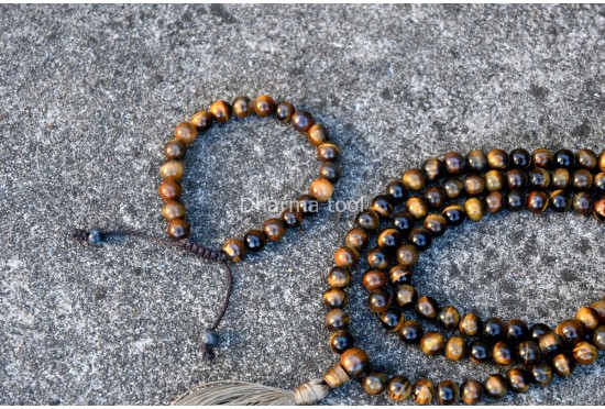 Tiger Eye Prayer Beads Set – 108 Beads Mala & Bracelet