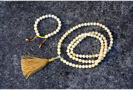 Yellow Calcite Prayer Beads Set – 108 Beads Mala & Bracelet