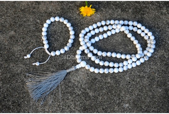 Howlite Prayer Beads Set – 108 Beads Mala & Bracelet