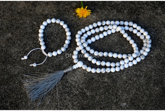 Howlite Prayer Beads Set – 108 Beads Mala & Bracelet
