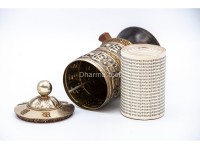 8-Inch Tall Tabletop Tibetan Prayer Wheel – Silver Finish with Mantra Roll