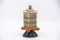 8-Inch Table Top Prayer Wheel – 3-Line Mantra