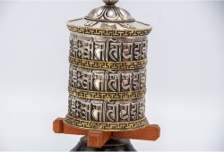 8-Inch Table Top Prayer Wheel – 3-Line Mantra