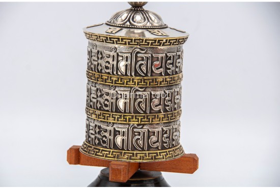 8-Inch Table Top Prayer Wheel – 3-Line Mantra