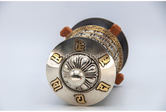 8-Inch Table Top Prayer Wheel – 3-Line Mantra