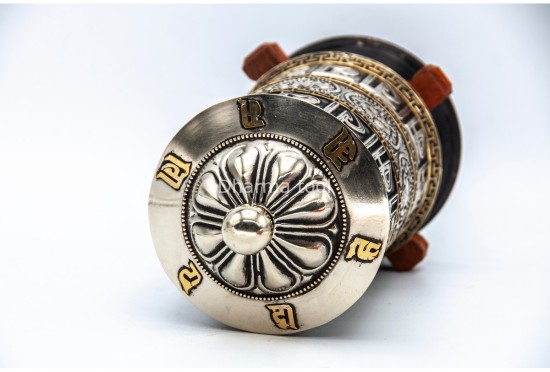 10-Inch Table Top Prayer Wheel – Eight Auspicious Symbols