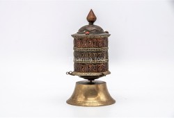 6.5-Inch Table Top Prayer Wheel – 3-Line Om Mani Mantra