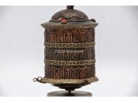 6.5-Inch Table Top Prayer Wheel – 3-Line Om Mani Mantra