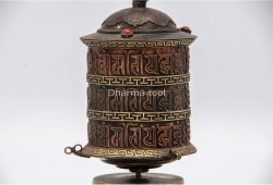 6.5-Inch Table Top Prayer Wheel – 3-Line Om Mani Mantra