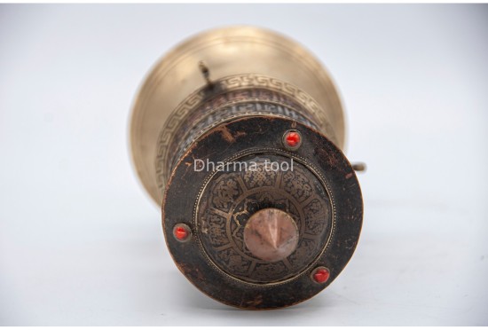 6.5-Inch Table Top Prayer Wheel – 3-Line Om Mani Mantra
