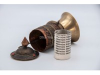 6.5-Inch Table Top Prayer Wheel – 3-Line Om Mani Mantra