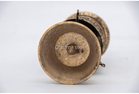 6.5 Inch Table Top Tibetan Prayer Wheel Eight Lucky Symbols Handmade in Nepal