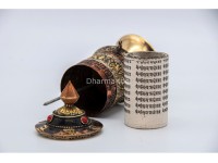 6.5 Inch Table Top Tibetan Prayer Wheel Eight Lucky Symbols Handmade in Nepal