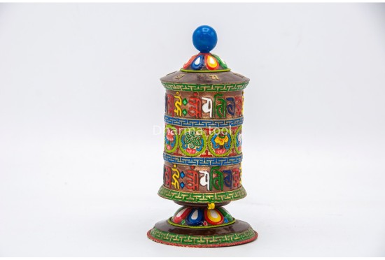 7 Inch Table Top Tibetan Prayer Wheel Eight Lucky Symbols