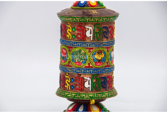 7 Inch Table Top Tibetan Prayer Wheel Eight Lucky Symbols