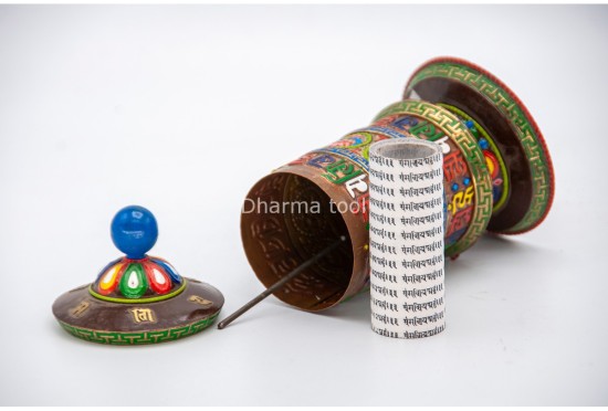 7 Inch Table Top Tibetan Prayer Wheel Eight Lucky Symbols