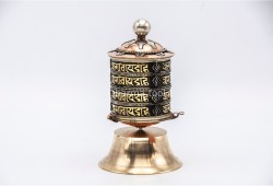 6 Inch Table Top Tibetan Prayer Wheel 4 Line Om Mani Mantra Handmade in Nepal