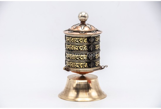 6 Inch Table Top Tibetan Prayer Wheel 4 Line Om Mani Mantra Handmade in Nepal