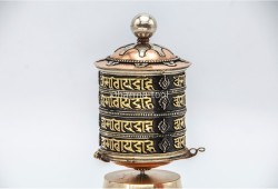 6 Inch Table Top Tibetan Prayer Wheel 4 Line Om Mani Mantra Handmade in Nepal